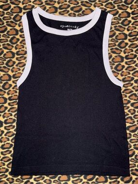 Eye Candy Black & White Ribbed Tank Top Size 2X/3X